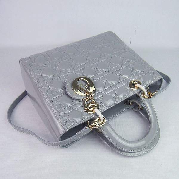 Christian Dior 1886 Patent Leather Shoulder Bag-Gray